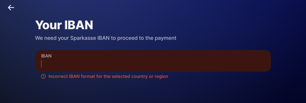 فتح حساب بنكي مغلق وتأمين صحي أونلاين مع باقة Fintiba Plus للحصول على مستندات الفيزا الألمانية إدخال رقم IBAN لحسابك البنكي في Sparkasse داخل تطبيق Revolut لتأكيد ملكية الحساب