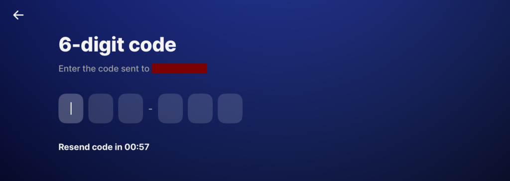 فتح حساب بنكي مغلق وتأمين صحي أونلاين مع باقة Fintiba Plus للحصول على مستندات الفيزا الألمانية إدخال كود التحقق المرسل من تطبيق Revolut لتأكيد رقم الهاتف