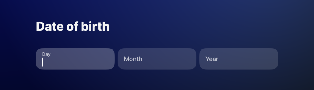 فتح حساب بنكي مغلق وتأمين صحي أونلاين مع باقة Fintiba Plus للحصول على مستندات الفيزا الألمانية نافذة إدخال تاريخ الميلاد في تطبيق Revolut لإكمال خطوات تسجيل الحساب البنكي أونلاين