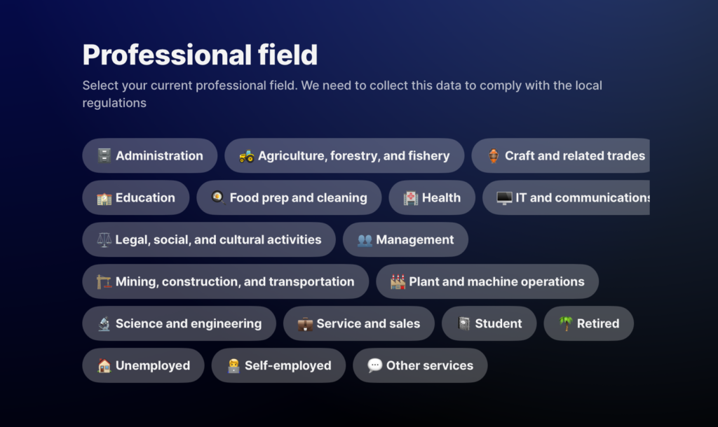 فتح حساب بنكي مغلق وتأمين صحي أونلاين مع باقة Fintiba Plus للحصول على مستندات الفيزا الألمانية تحديد المجال المهني أثناء التسجيل في تطبيق بنك Revolut لإكمال معلومات الحساب البنكي