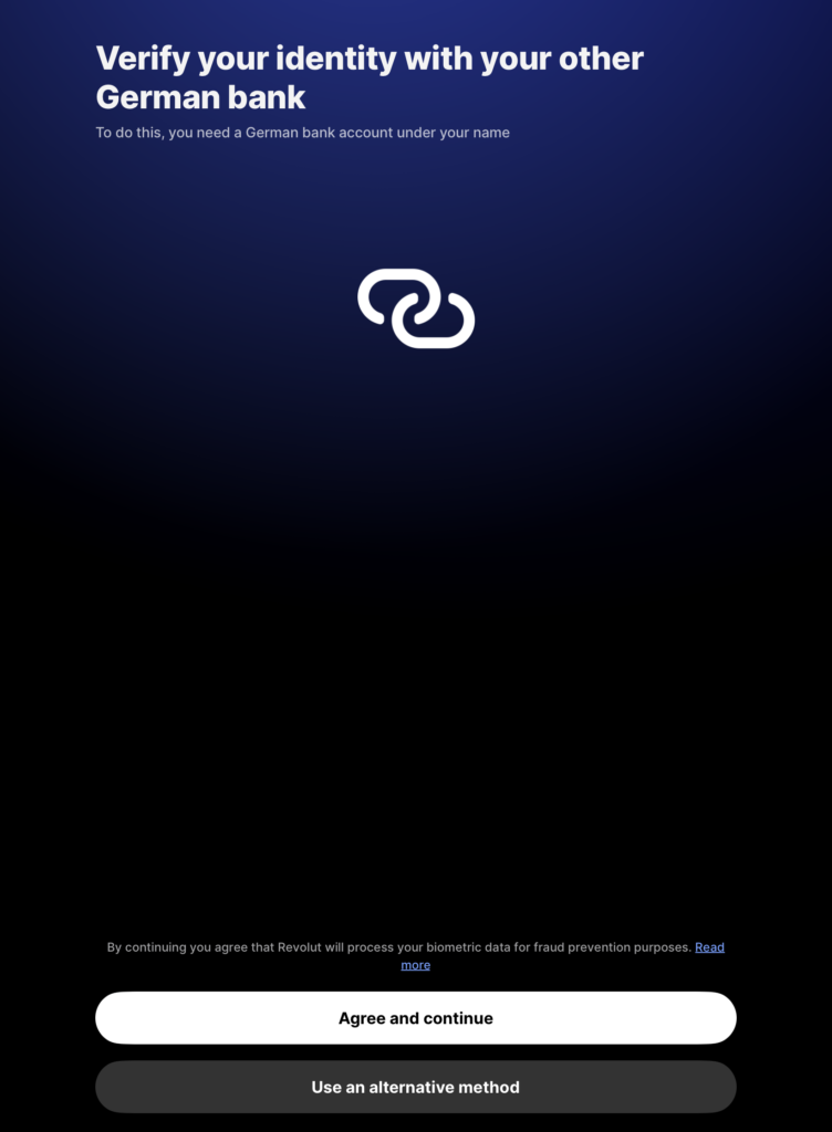 فتح حساب بنكي مغلق وتأمين صحي أونلاين مع باقة Fintiba Plus للحصول على مستندات الفيزا الألمانية إجراء التحقق من الهوية في تطبيق Revolut عبر استخدام حساب بنكي ألماني موثق للمستخدم