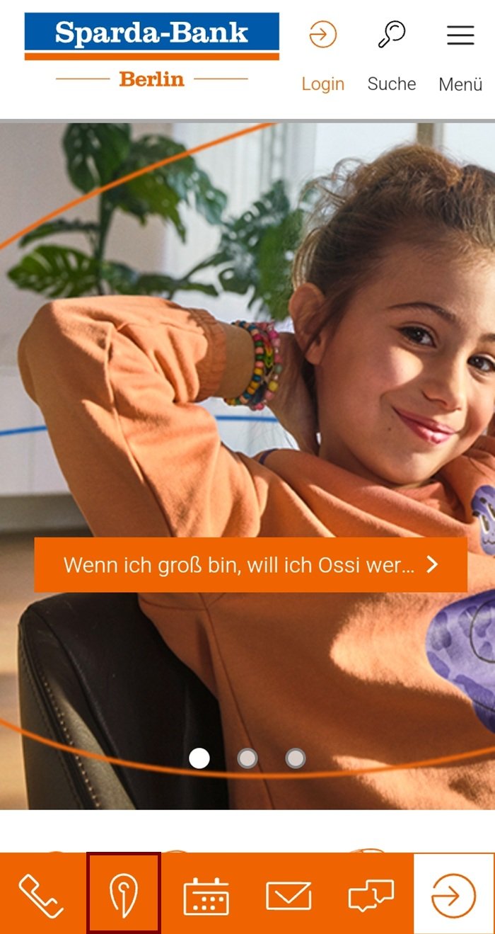 واجهة موقع Sparda Bank Berlin الواجهة الرئيسية لموقع Sparda Bank Berlin تعرض الخدمات المصرفية الرقمية